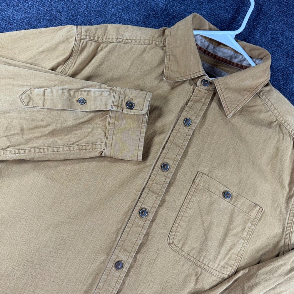 Territory Ahead Shirt Mens LT Large Tall Tan Textured Button Up Long Sleeve